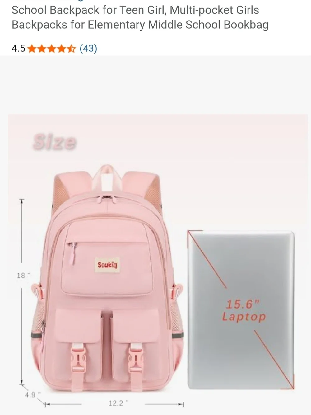 Kids Pink Backpack - Lightweight School Bag